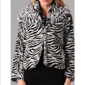 ALICE + OLIVIA Faux Fur Zebra Coat. Size M.
